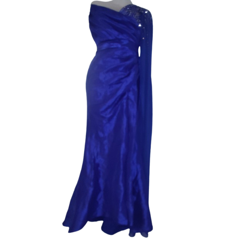 Smilprince Royal Blue One-Shoulder Sequin Evening Gown Size 4 BG13